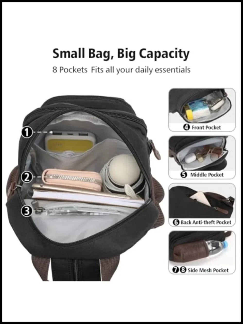 Convertible Backpack Purse - Lightweight Mini Daypack Fits 11